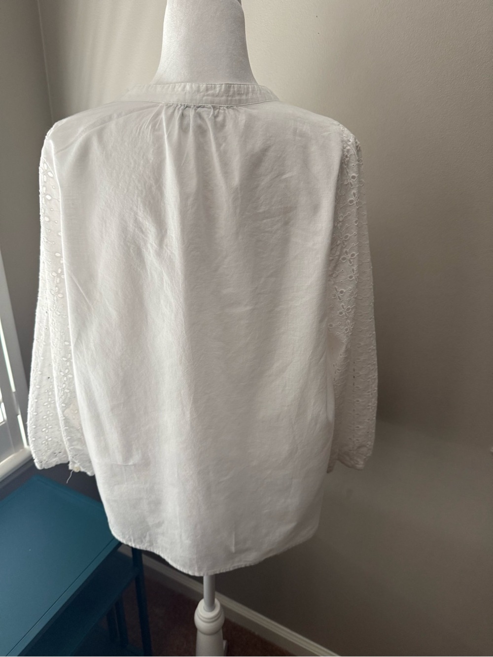 J Crew White Eyelet Button-Front Blouse - Picture 3 of 7